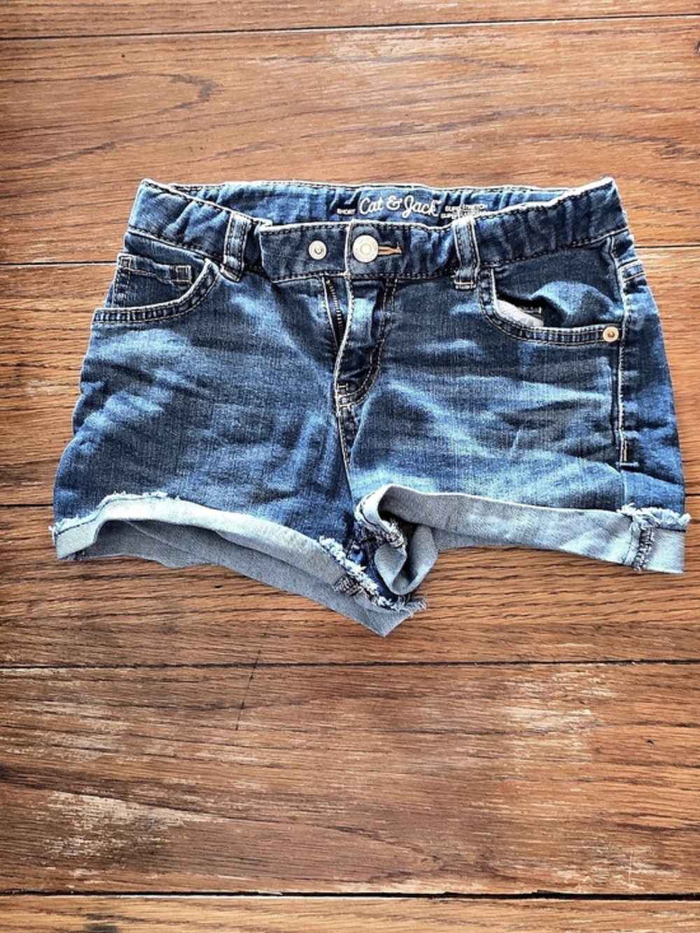 Cat & Jack Girls Super Stretch Denim Cuffed Shorts 10/12